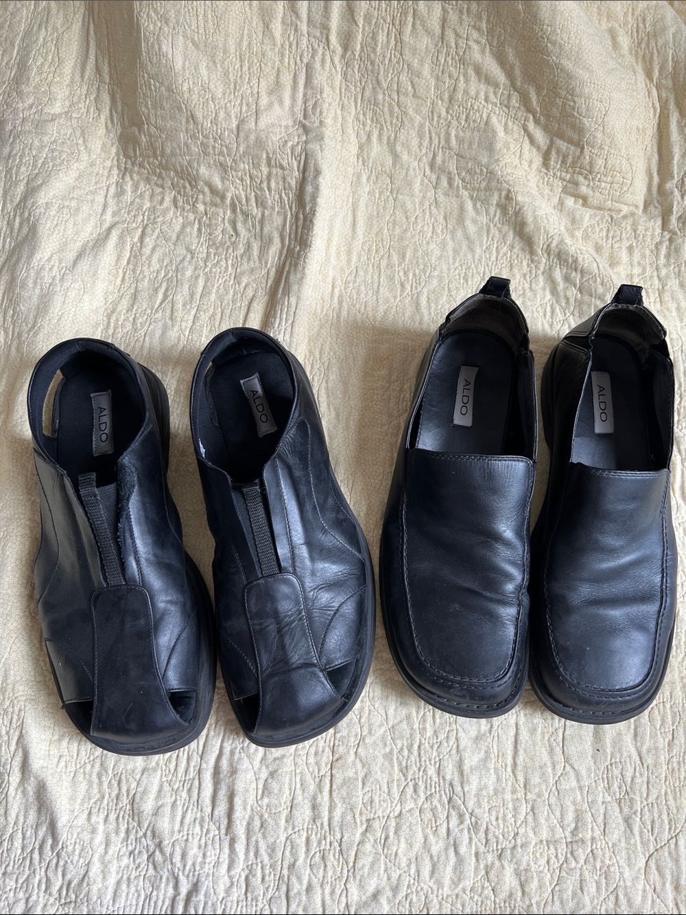 Aldo Black Leather Slip-On Loafers